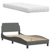 vidaXL Bett mit Matratze Dunkelgrau 90x200 cm Stoff