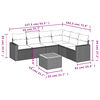 vidaXL 7-tlg. Garten-Sofagarnitur mit Kissen Schwarz Poly Rattan