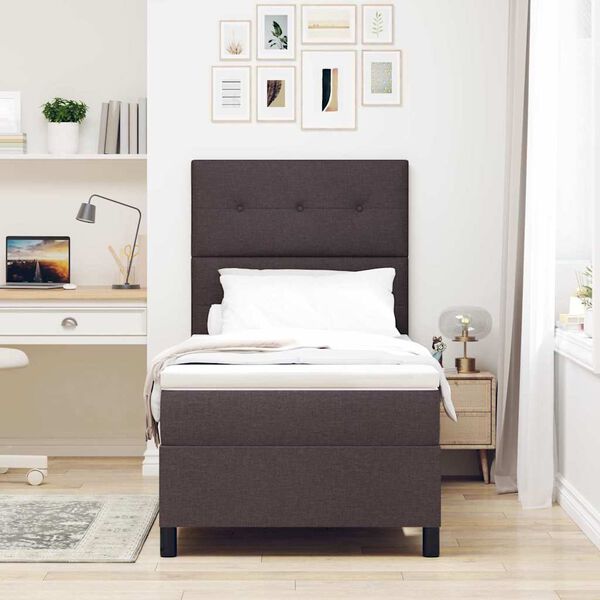 vidaXL Boxspringbett mit Matratze Dunkelbraun 90 x 200 cm Stoff
