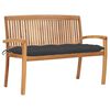 vidaXL Stapelbare Gartenbank mit Auflage 128,5 cm Massivholz Teak