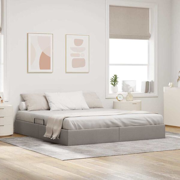 vidaXL Aufbewahrungsbett mit Kopfteil Taupe 160 x 200 cm Stoff