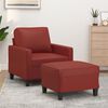 vidaXL Sessel mit Hocker Weinrot 60 cm Kunstleder