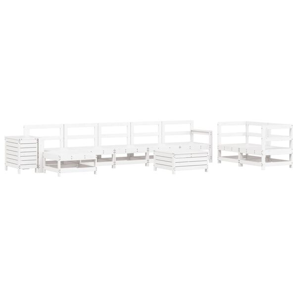 vidaXL 10-tlg. Garten-Sofagarnitur Wei&szlig; Massivholz Kiefer
