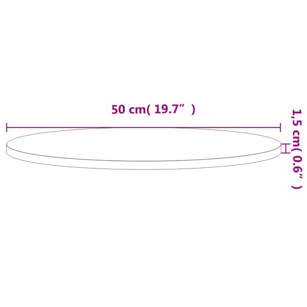 vidaXL Tischplatte &Oslash;50x1,5 cm Rund Massivholz Buche