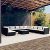vidaXL 12-tlg. Garten-Lounge-Set mit Kissen Schwarz Poly Rattan