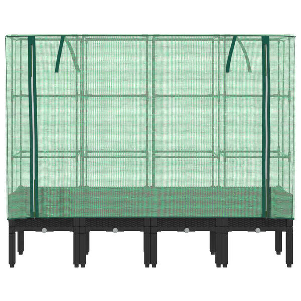 vidaXL Hochbeet mit Gew&auml;chshaus-Aufsatz Rattan-Optik 160x40x140 cm