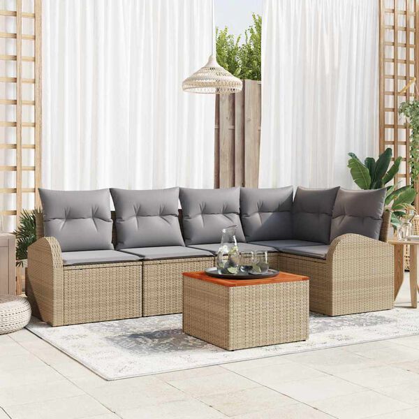 vidaXL Gartensofa-set 6 pcs Beige und Hellgrau Poly-Rattan