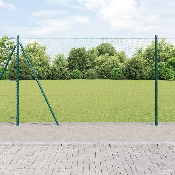 vidaXL Zaunpfosten Gr&uuml;n 50 x 1,6 m (50 mm Maschenweite) Stahl und PVC
