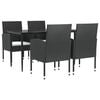 vidaXL 5-tlg. Garten-Essgruppe Schwarz Poly Rattan und Stahl
