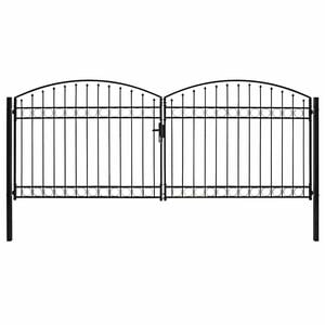 vidaXL Zauntor ASSEN Doppelt&uuml;r mit Bogenabschluss Stahl 400 x 175 cm