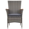 vidaXL 7-tlg. Garten-Essgruppe mit Auflagen Poly Rattan Grey