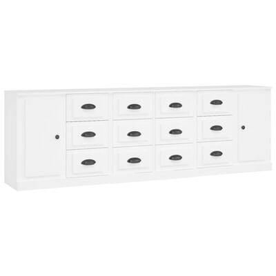 vidaXL Sideboards 3 Stk. Weiß Holzwerkstoff