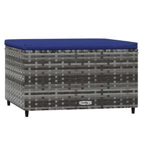 vidaXL Gartenhocker mit Kissen Grau Poly Rattan