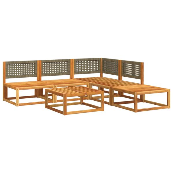 vidaXL 6-tlg. Gartensofa-Set mit Kissen Holz Akazie & Rattan