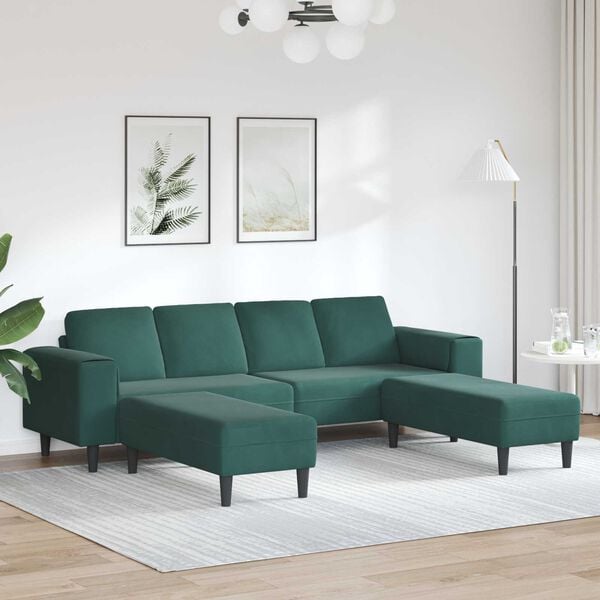 vidaXL Wohnzimmer Couch 3 pcs Dunkelgr&uuml;n