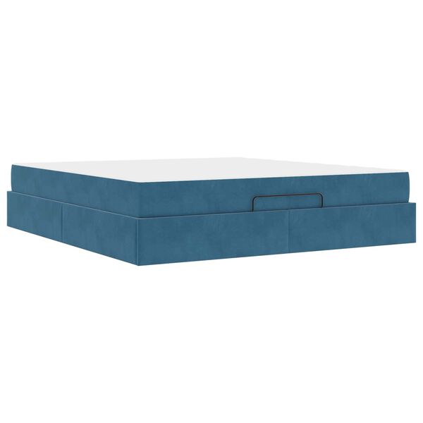 vidaXL Bettgestell mit Matratze mit Matratze 2 pcs Blau Samt