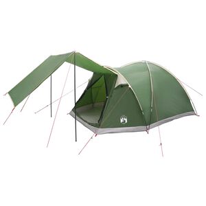 vidaXL H&uuml;tten-Zelt mit Dach Gr&uuml;n 4-Personen Polyester und Stahl