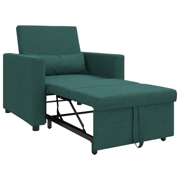 vidaXL Einzel-Schlafsofa mit Rädern Dunkelgrün 90 x 165 x 87 cm Stoff