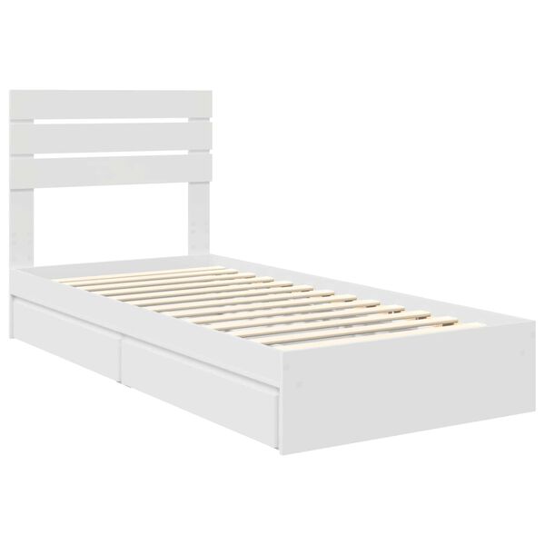 vidaXL Aufbewahrungsbett mit Kopfteil Wei&szlig; 75 x 190 cm Holzwerkstoff