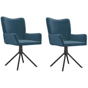 vidaXL Esszimmerst&uuml;hle 2 Stk. Drehbar Blau Samt