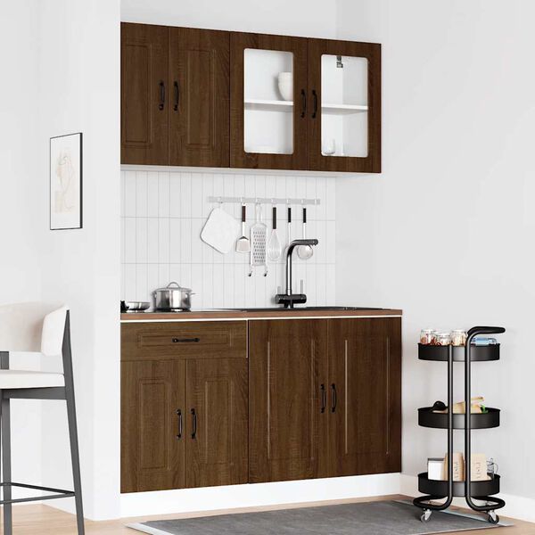 vidaXL 4-tlg. K&uuml;chenschrank-Set Kalmar Braun Eichen-Optik Holzwerkstoff
