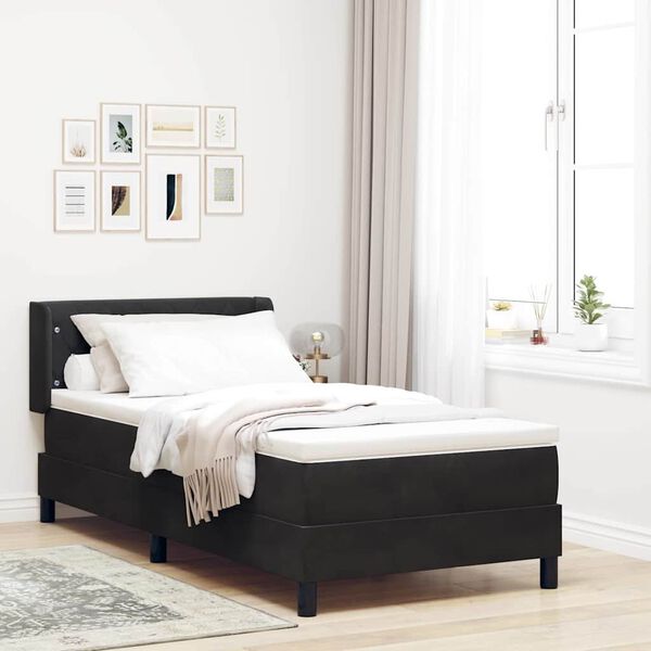 vidaXL Boxspringbett mit Matratze Schwarz 200 x 100 cm Polyester