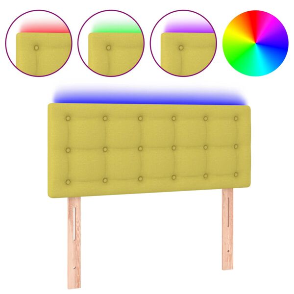 vidaXL LED Kopfteil Gr&uuml;n 90x5x78/88 cm Stoff