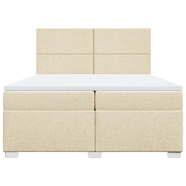 vidaXL Boxspringbett mit Matratze Creme 200x200 cm Stoff