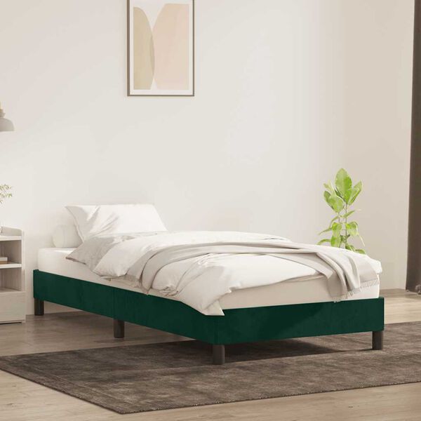 vidaXL Bettgestell ohne Matratze Dunkelgr&uuml;n 90x210 cm Samt