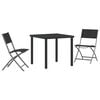 vidaXL Garten Essgruppe 3 pcs Schwarz Pulverbeschichteter Stahl