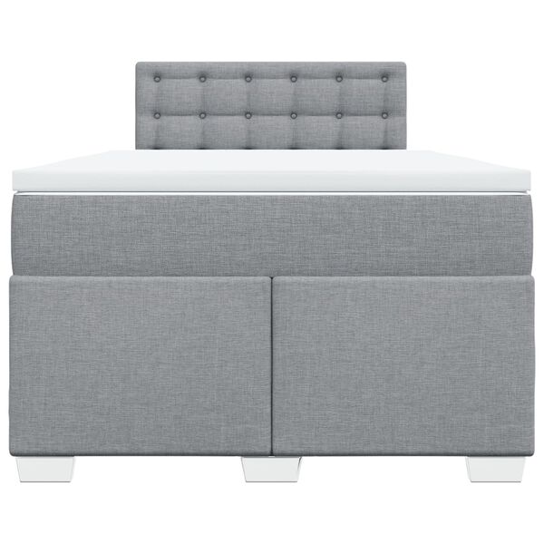vidaXL Boxspringbett mit Matratze Hellgrau 120x200 cm Stoff