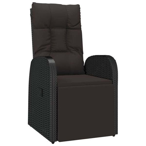 vidaXL 11-tlg. Garten-Essgruppe mit Kissen Schwarz Poly Rattan