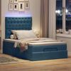 vidaXL Ottoman-Bett mit Matratzen & LEDs Dunkelblau 120x200 cm Samt
