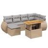 vidaXL 7-tlg. Garten-Sofagarnitur mit Kissen Beige Poly Rattan