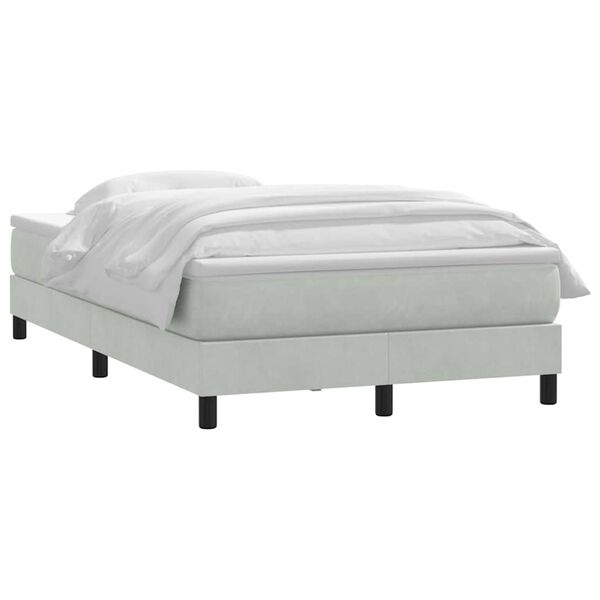 vidaXL Boxspringbett mit Matratze Hellgrau 120x220 cm Samt