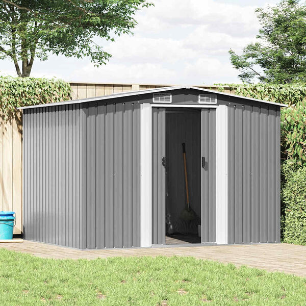 vidaXL Gartenschuppen Grau Metall 257 x 205 x 178 cm