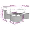 vidaXL 5-tlg. Garten-Sofagarnitur mit Kissen Hellgrau Poly Rattan