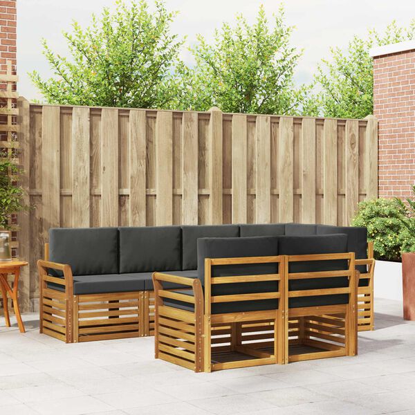 vidaXL Sofagarnituren 7 pcs Natur und Anthrazit Massivholz Akazie