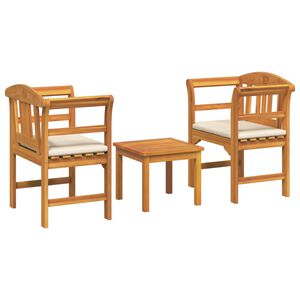 vidaXL M&ouml;belset mit Kissen 3 pcs Natur Massivholz Akazie