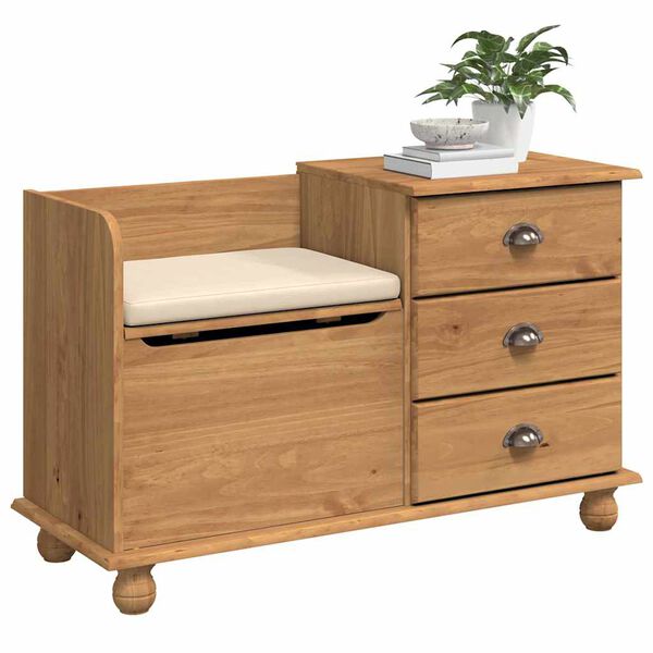 vidaXL Sitzbank mit Stauraum mit Speicher ASKIM Braun 100 x 39 x 62 cm
