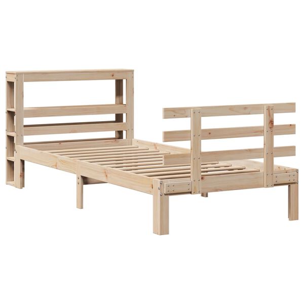 vidaXL Bettgestell mit Kopfteil ohne Matratze 75x190 cm