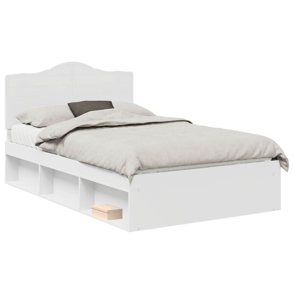 vidaXL Bettrahmen mit Kopfteil Wei&szlig; 135 x 190 cm Massives Kiefernholz