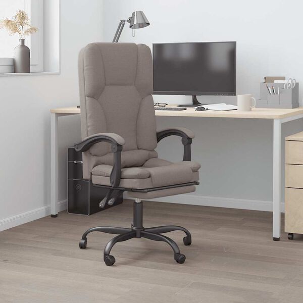 vidaXL B&uuml;rostuhl mit Massagefunktion Taupe Stoff