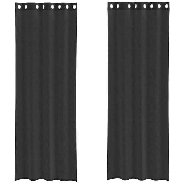 vidaXL Voile Vorh&auml;nge mit &Ouml;sen 2 Stk. Schwarz 140x300 cm