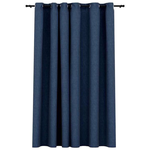 vidaXL Verdunkelungsvorhang mit &Ouml;sen Leinenoptik Blau 290x245 cm
