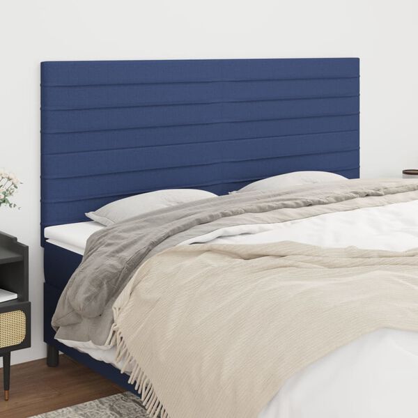 vidaXL Kopfteil Blau 160x5x118/128 cm Stoff