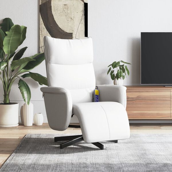 vidaXL Massagesessel mit Fu&szlig;teil Wei&szlig; Kunstleder