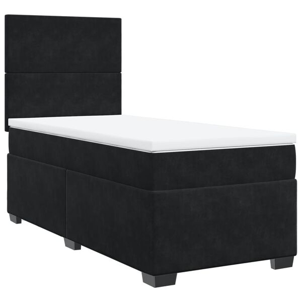 vidaXL Boxspringbett mit Matratze Schwarz 90x200 cm Samt