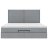 vidaXL Ottoman-Bett mit Matratze & LEDs Hellgrau 160x200 cm Stoff