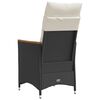 vidaXL Gartensessel Verstellbar mit Kissen Schwarz Poly Rattan